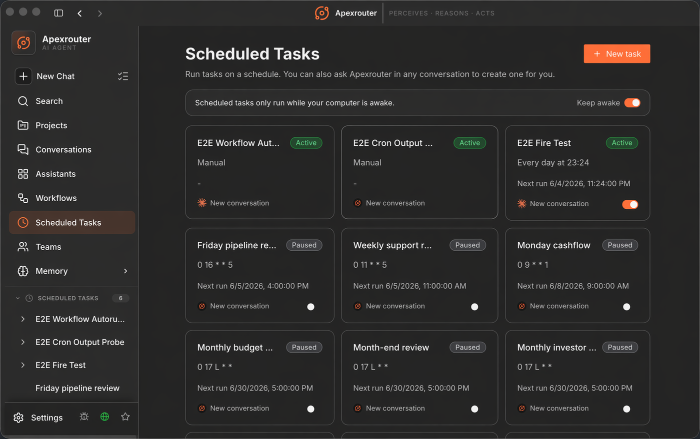 ApexRouter scheduled tasks and background operations