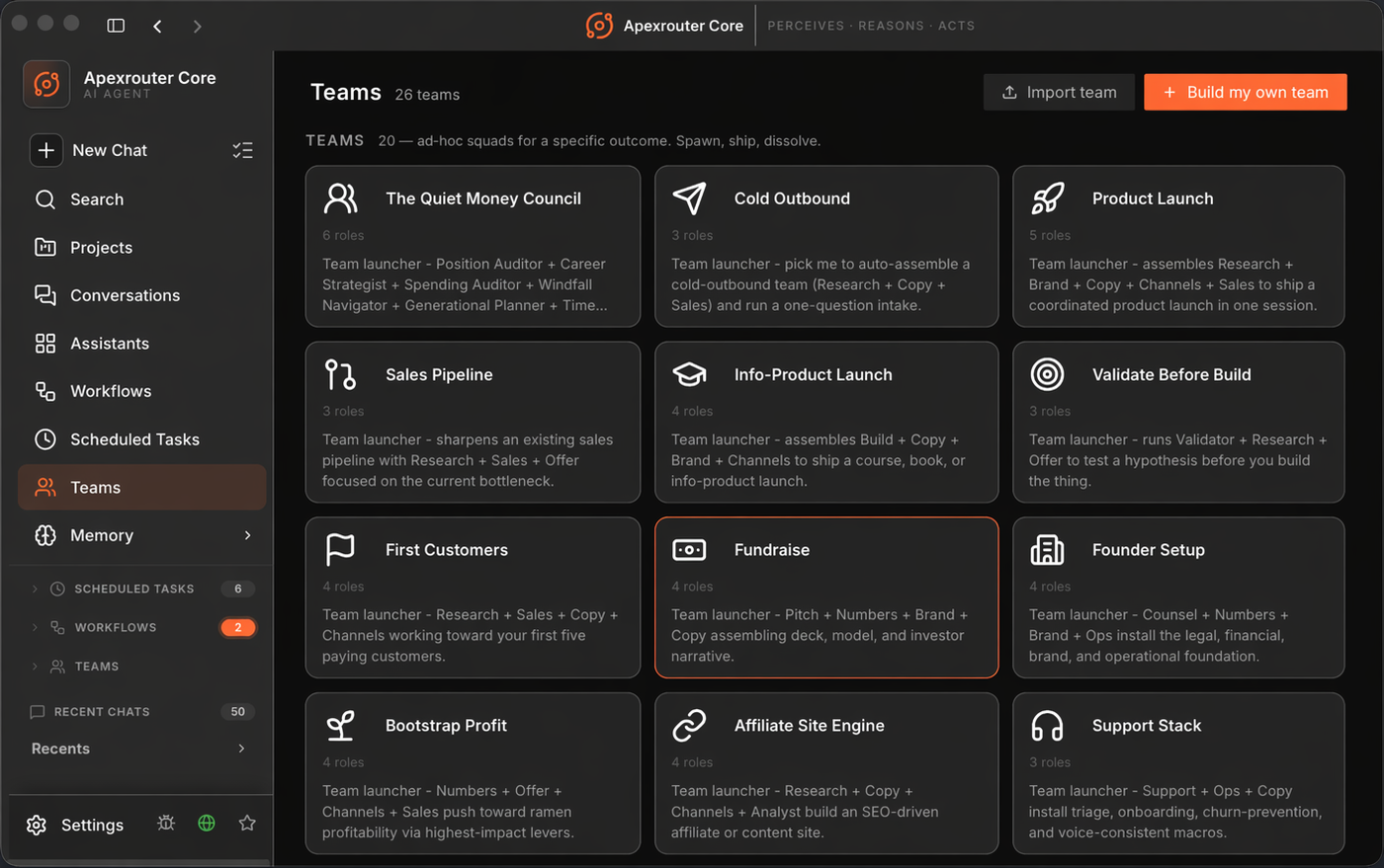 ApexRouter team workspace